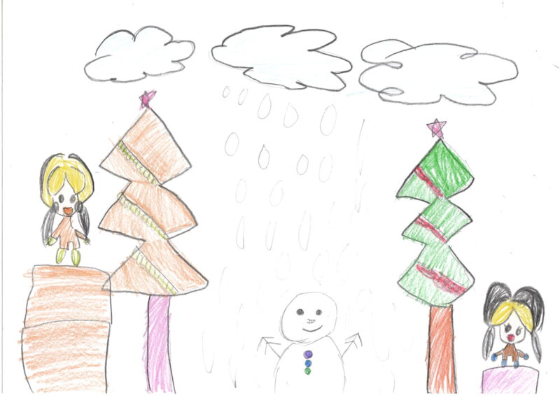 クリスマスツリーと雪だるま
